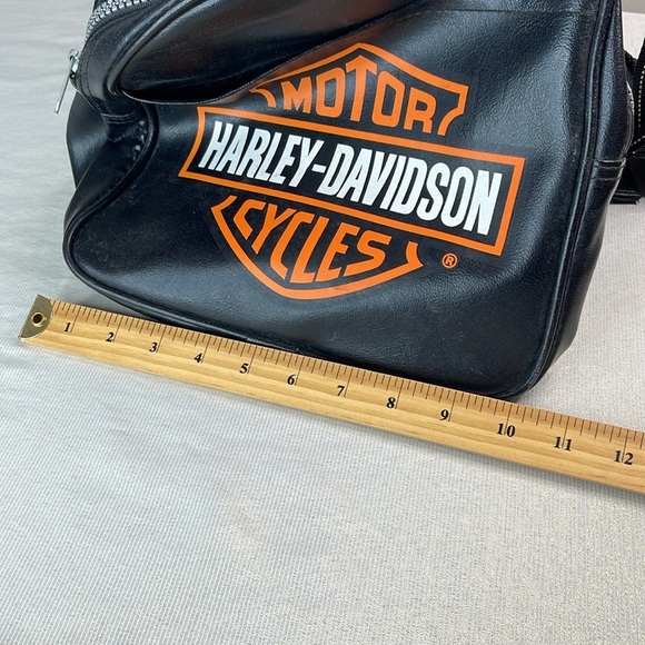Harley-Davidson Black and Orange Duffel Bag with Iconic Logo Vegan Leather Zip - Picture 15 of 16